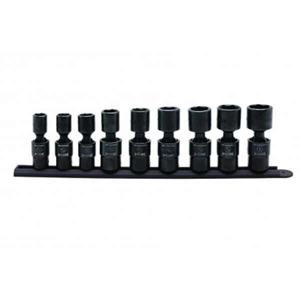 GearWrench 84978 1/2" Drive 6-Point Standard X-Core SAE Pinless Universal Impact Socket Set 9-Piece