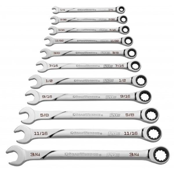 GearWrench 86450 120XP Universal Spline XL Ratcheting Combination SAE Wrench Set 11-Piece