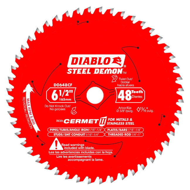 Diablo D0648CFX 6-1/2" x 48 Tooth Steel Demon Cermet II Saw Blade for Stainless Steel 1-pk