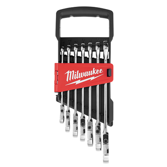 Milwaukee 48-22-9529 7pc Flex Head Ratcheting Combination Wrench Set - Metric