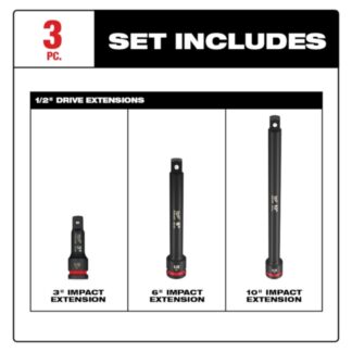 Milwaukee 49-66-6715 SHOCKWAVE IMPACT DUTY 1/2" Drive Extension Set 3-Piece