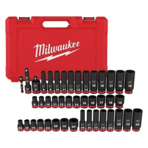 Milwaukee 49-66-7009 SHOCKWAVE Impact Duty 3/8" Drive SAE and Metric Deep 6 Point Socket Set 43-Piece