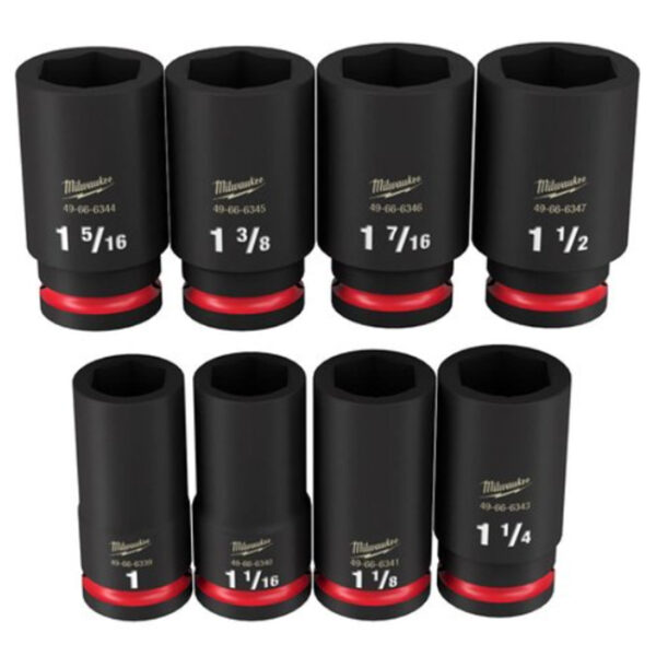 Milwaukee 49-66-7018 Milwaukee 49-66-7018 8-Piece SHOCKWAVE Impact Duty 3/4"Drive SAE Deep 6-Point Socket Set
