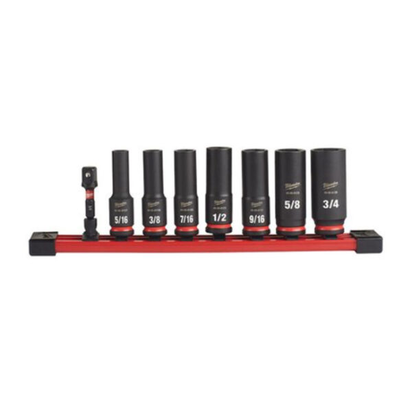 Milwaukee 49-66-7024 8-Piece SHOCKWAVE Impact Duty 3/8"Drive SAE Deep 6-Point Socket Set