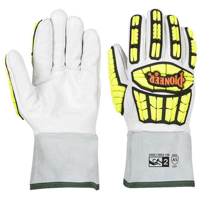 Pioneer 5385 Cut and Impact Resistant Goatskin Gauntlet Gloves with TPR Level A5