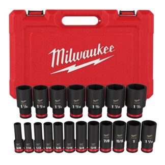 Milwaukee 49-66-7012 SHOCKWAVE IMPACT DUTY 1/2″ Drive SAE 6-Point Deep Socket Set 19-Piece
