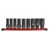Milwaukee 49-66-7022 SHOCKWAVE IMPACT DUTY 1/2"Drive SAE 6-Point Deep Socket Set 9-Piece