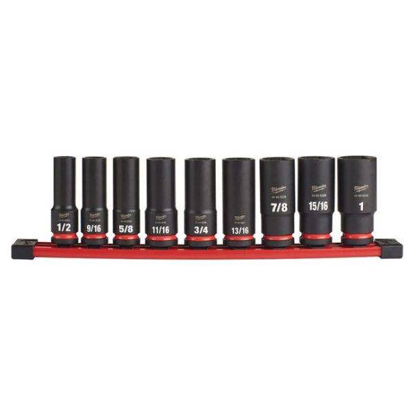 Milwaukee 49-66-7022 SHOCKWAVE IMPACT DUTY 1/2"Drive SAE 6-Point Deep Socket Set 9-Piece
