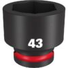 Milwaukee 49-66-6381 SHOCKWAVE Impact Duty 3/4" Drive 43MM Standard Metric 6-Point Socket Milwaukee 49-66-6381 SHOCKWAVE Impact Duty 3/4" Drive 43MM Standard Metric 6-Point Socket