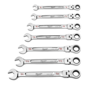 Milwaukee 48-22-9429 SAE Flex Head Ratcheting Combination Wrench Set 7-Piece