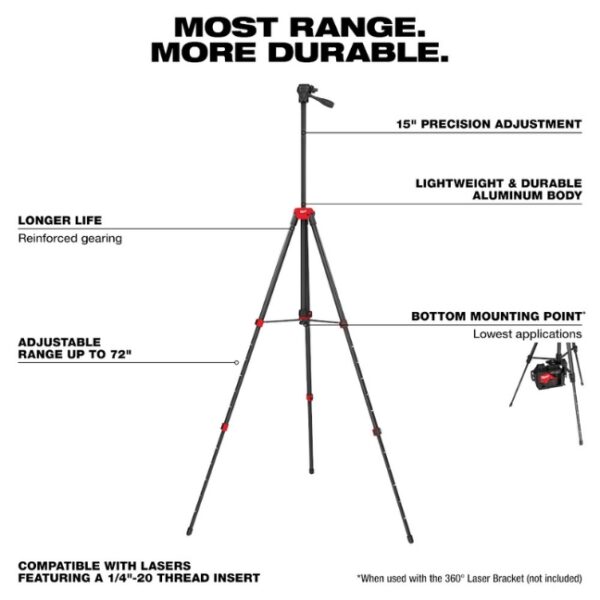 Milwaukee 48-35-1411 72 Laser Tripod (3) Milwaukee 48-35-1411 72" Laser Tripod