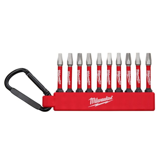 Milwaukee 48‐32‐4091 SHOCKWAVE Square Drive SQ2 Carabiner Driver Bit Set 10-Piece