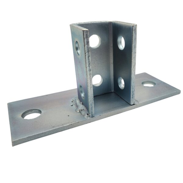 PeakSource S1902 2 Hole EG Post Base for Unistrut - Flush to one side PeakSource S1902 2 Hole EG Post Base for Unistrut - Flush to one side