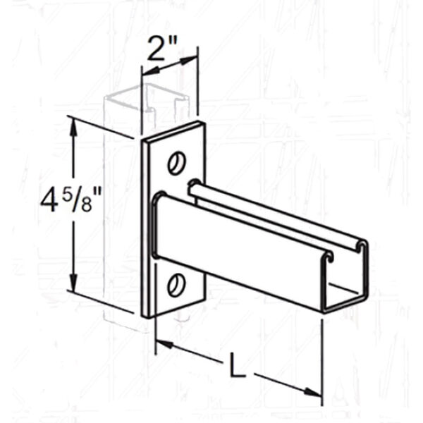 PeakSource S1981 Single Strut Bracket PeakSource S1981 Single Strut Bracket 1-5/8" x 1-5/8" x 12"