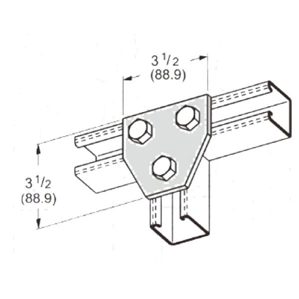 PeakSource S2029 3-Hole Tee Gusset Plate Electrogalvanized (EG) Steel