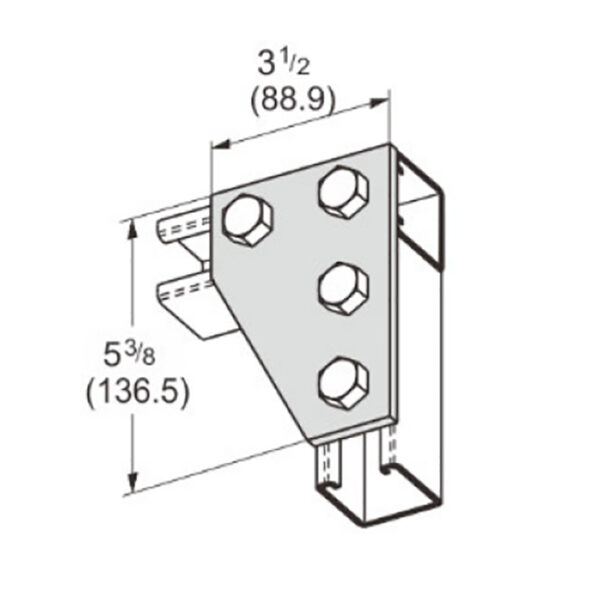 PeakSource S2030 4-Hole Corner Gusset Plate Electrogalvanized (EG) Steel