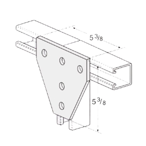 PeakSource S2033 5-Hole Tee Gusset Plate Electrogalvanized (EG) Steel