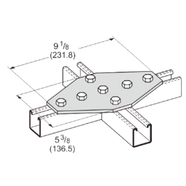 PeakSource S2036 7-Hole Cross Gusset Plate PeakSource S2036 7-Hole Cross Gusset Plate Electrogalvanized (EG) Steel