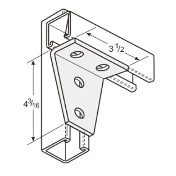 PeakSource S2120 4-Hole Gusseted Shelf Angle EG Steel 3-1/2" x 4-3/16"