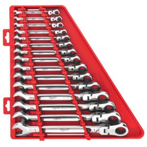 Milwaukee 48-22-9413 SAE Flex Head Ratcheting Combination Wrench Set 15-Piece