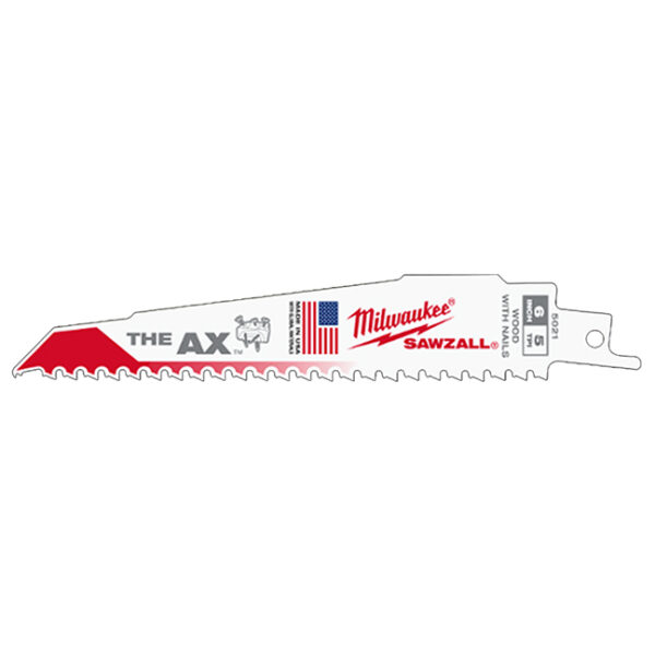Milwaukee 48-01-7021 AX 6" 5TPI Bi-Metal SAWZALL Blade for Nail Embedded Wood 100-Pack