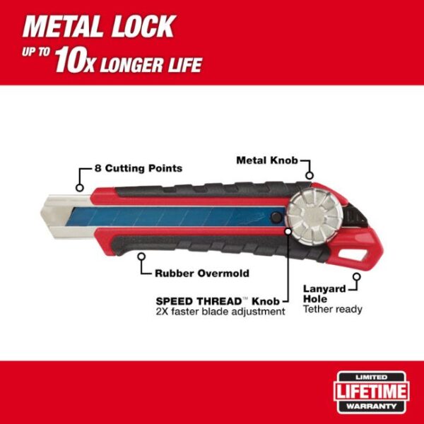 Milwaukee 48-22-1961 18mm Snap Off Knife with Metal Lock and Precision Cut Blade Milwaukee 48-22-1961 18mm Snap Off Knife with Metal Lock and Precision Cut Blade