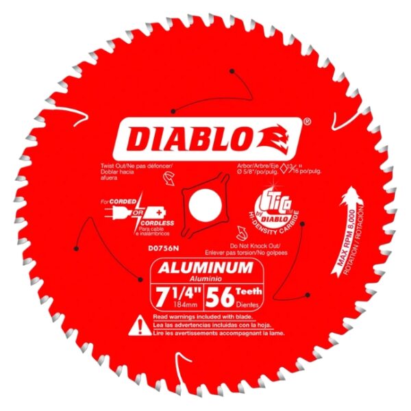 Diablo D0756N 7-14 x 56T Thick Aluminum Cutting Saw Blade Diablo D0756N 7-1/4" x 56T Thick Aluminum Cutting Saw Blade