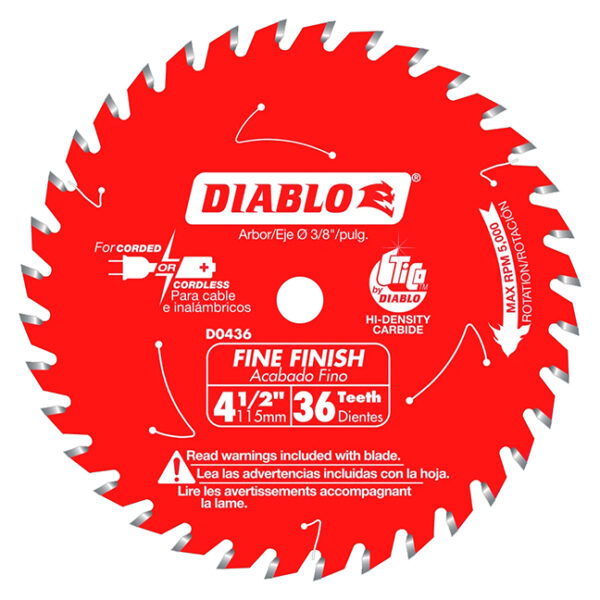 Diablo D0436X 4-1/2" x 36T Tooth Fine Finish Saw Blade