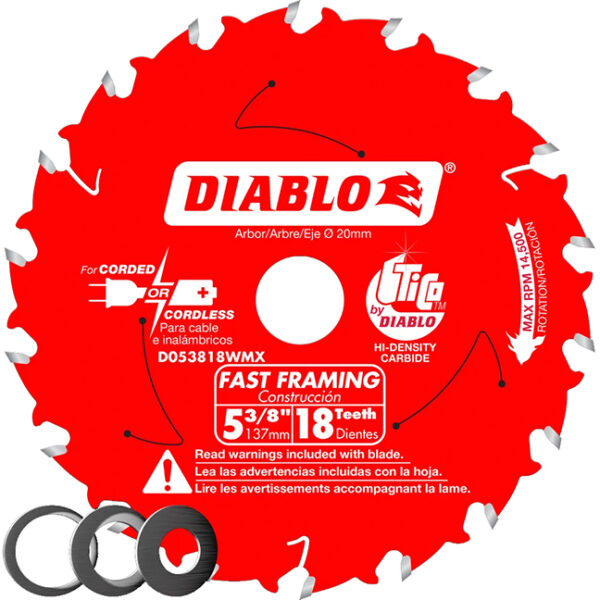 Diablo D053818WMX 5-3/8" x 18T Fast Framing Saw Blade for Wood