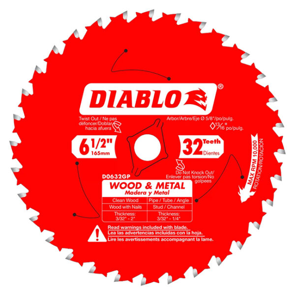 Diablo D0632GPA 6-1/2" x 32T Carbide Saw Blade for Wood and Metal