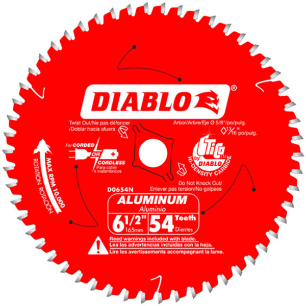 Diablo D0654NA 6-1/2" X 54T Saw Blade for Medium Aluminum