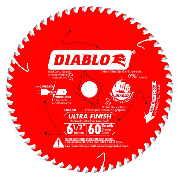 Diablo D0660A  6-1/2" x 60T Ultra Finish Saw Blade for Wood