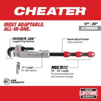 Milwaukee 48-22-7318 Cheater Aluminum Adaptable Pipe Wrench