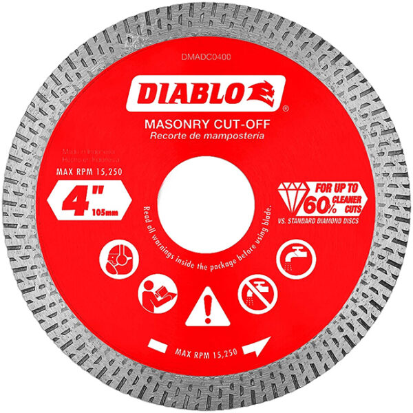 Diablo DMADC0400 4" Diamond Continuous Rim Cut-Off Discs for Masonry