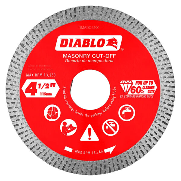 Diablo DMADC0450 4-1/2" Diamond Continuous Rim Cut-Off Discs for Masonry