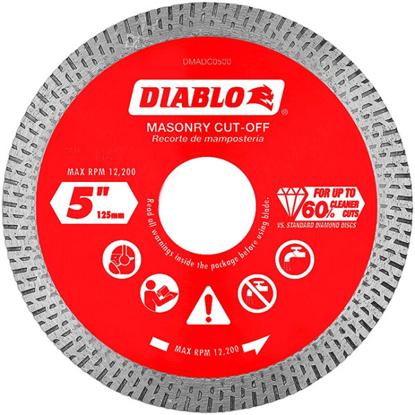 Diablo DMADC0500 5" Diamond Continuous Rim Cut-Off Discs for Masonry
