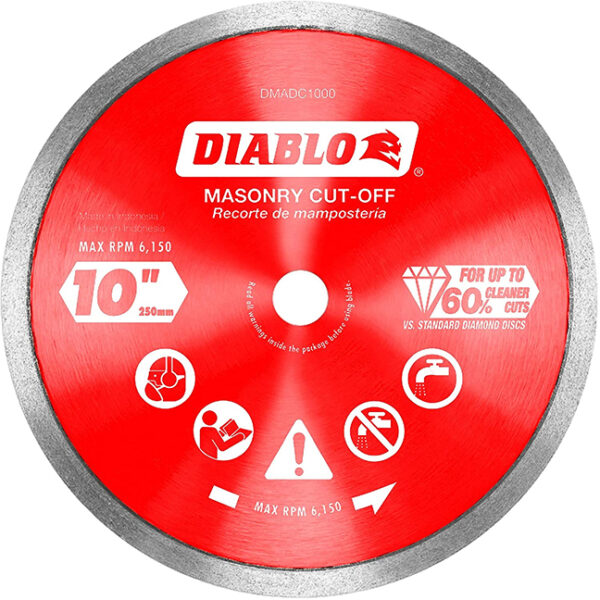 Diablo DMADC1000 10" Diamond Continuous Rim Cut-Off Discs for Masonry
