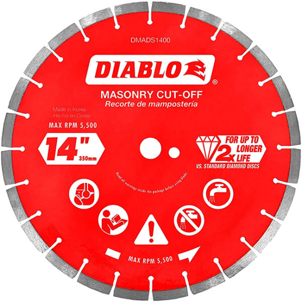 Diablo DMADS1400 14" Diamond Segmented Cut-Off Discs for Masonry