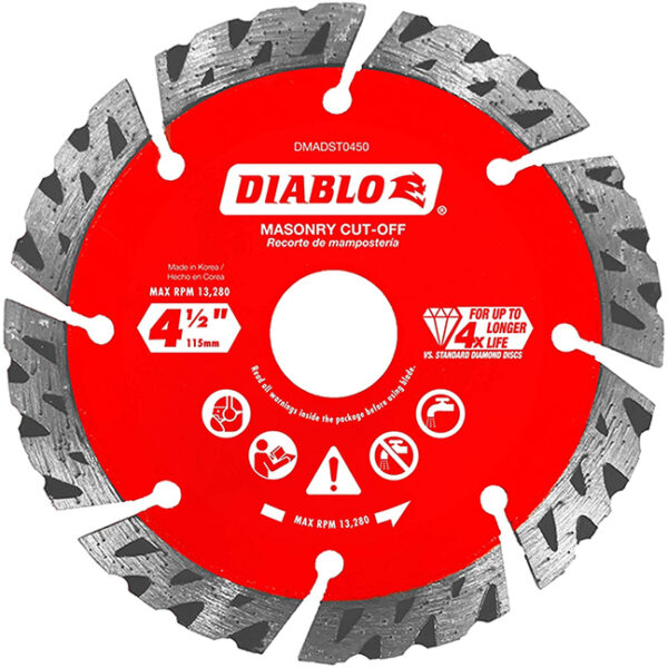 Diablo DMADST0450 4-1/2" Diamond Segmented Turbo Cut-Off Discs for Masonry