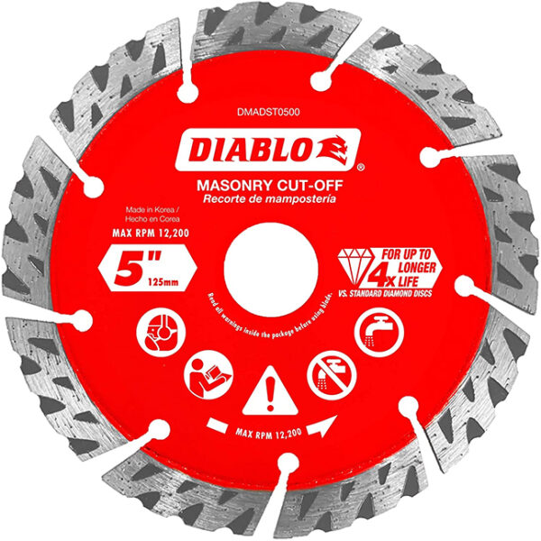 Diablo DMADST0500 5" Diamond Segmented Turbo Cut-Off Discs for Masonry