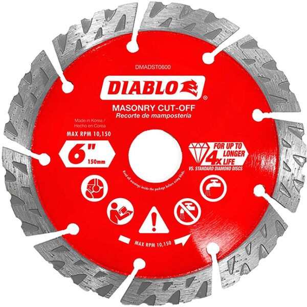 Diablo DMADST0600 6" Diamond Segmented Turbo Cut-Off Discs for Masonry