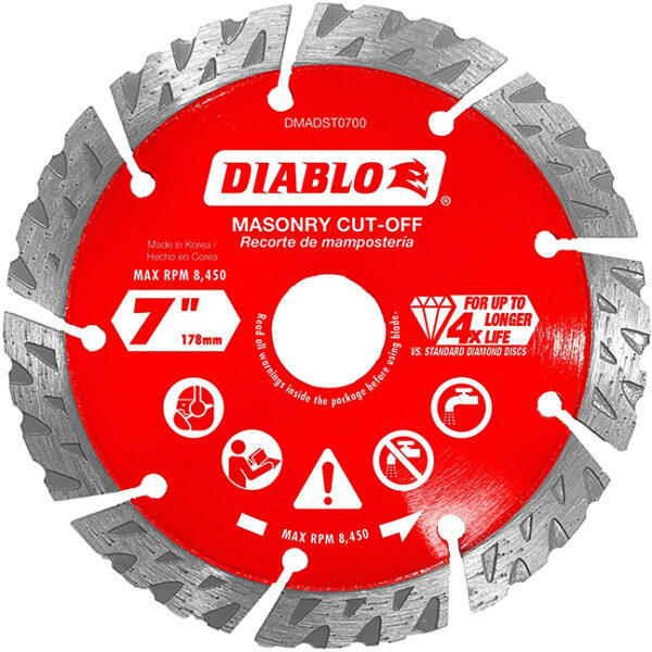 Diablo DMADST0700 7" Diamond Segmented Turbo Cut-Off Discs for Masonry