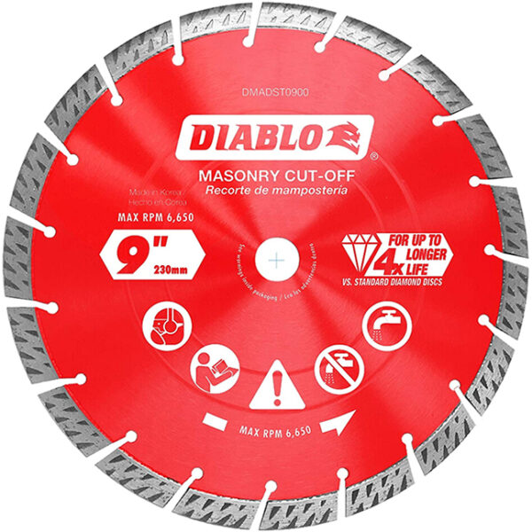 Diablo DMADST0900 9" Diamond Segmented Turbo Cut-Off Discs for Masonry
