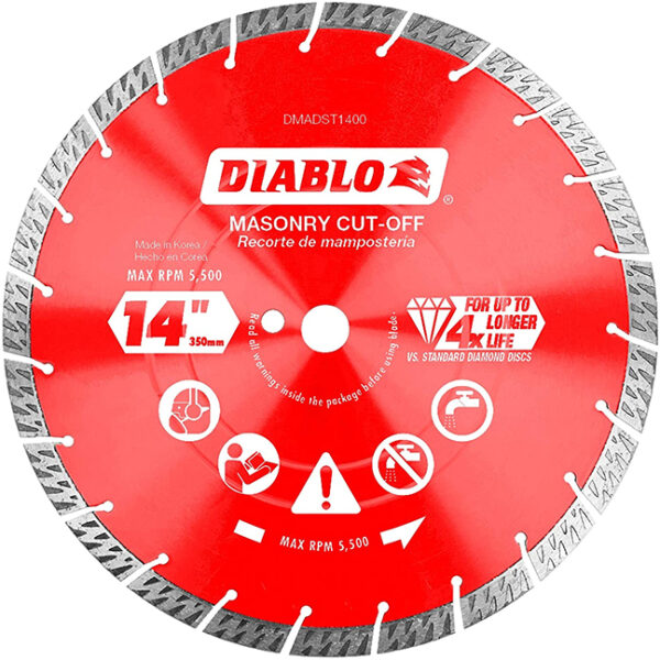Diablo DMADST1400 14" Diamond Segmented Turbo Cut-Off Discs for Masonry