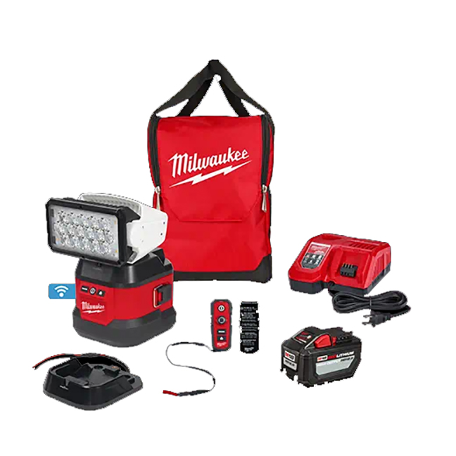 Milwaukee 2123-21HD M18 Utility Remote Control Search Light Kit with Portable Base
