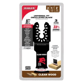 Diablo DOU125JBW3 1-1/4" Universal Fit Bi-Metal Oscillating Blade for Clean Wood 3-Pack