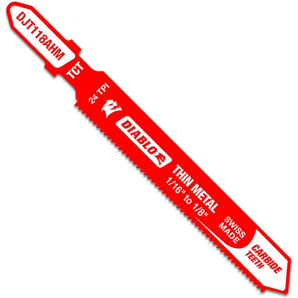 Diablo DJT118AHM 3-1/4" 24 TPI Carbide T-Shank Jig Saw Blade for Thin Metal 1-Pack