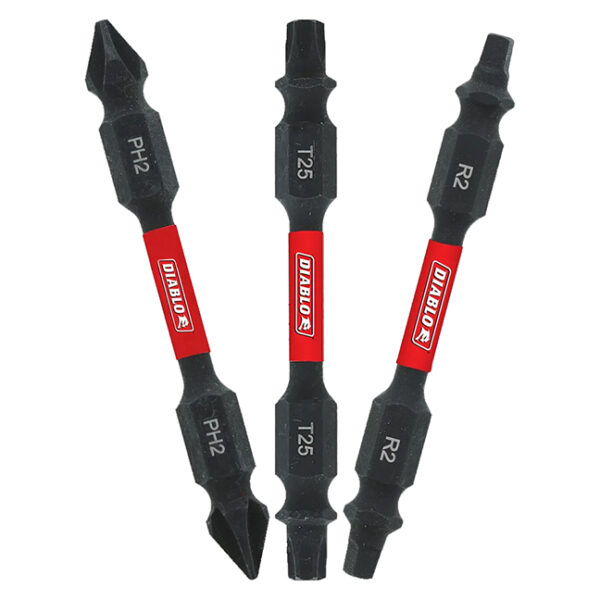 Diablo DDEV25-S3 Diablo DDEV25-S3 2-1/2" Double-Ended PH/SQ/TX Drive Bit Assorted Pack 3-Pack