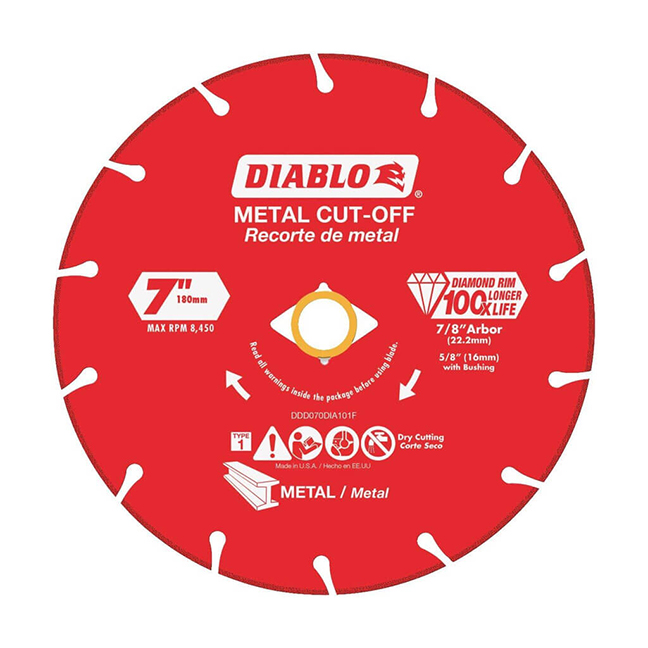 Diablo CDD070DIA101F 7" Diamond Rimmed Cut-Off Grinder Wheel/Disc for Metal