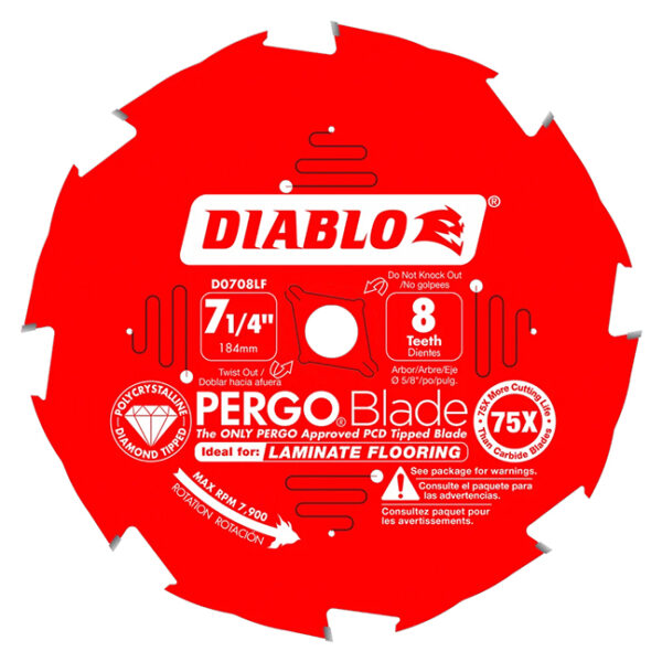 Diablo D0708LF PERGO 7-1/4" x 8T Saw Blade for Laminate and Wood Flooring